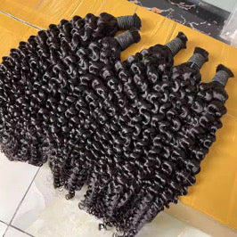 Deep Curly Bulk Human Hair - 3pcs Bundle Set