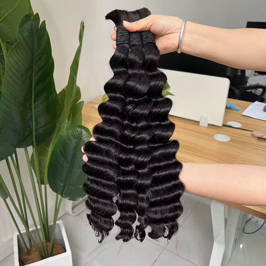Deep Wave Bulk Human Hair – 3pcs Bundle Set